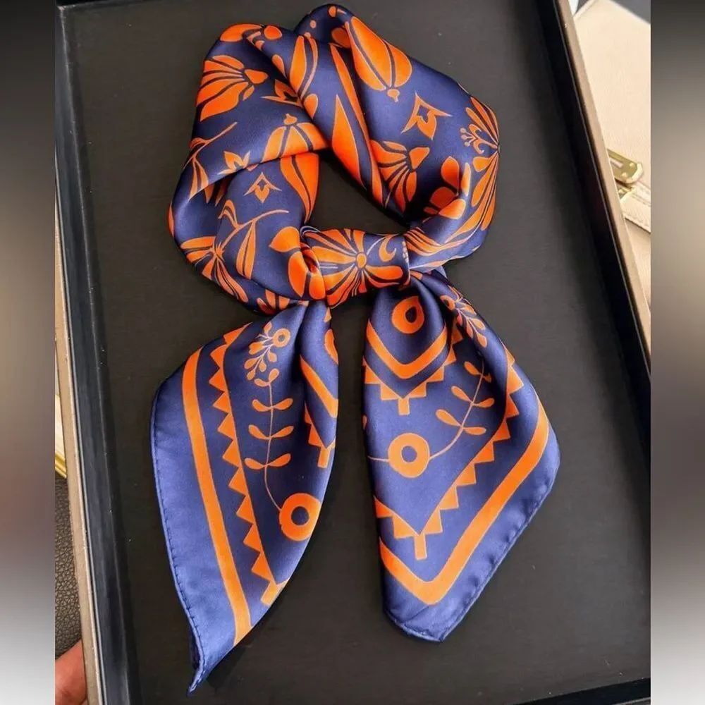 Navy Patterned Scarf N1387